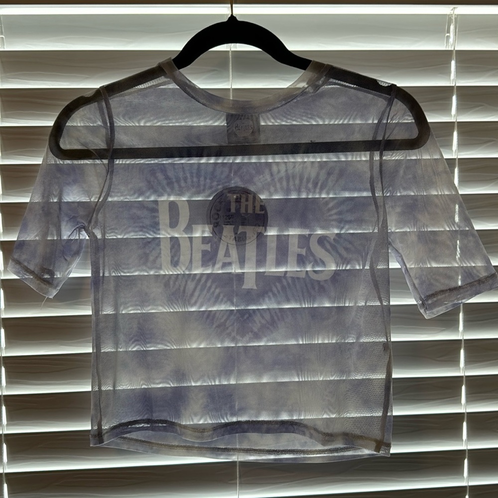 Medium purple The Beatles mesh crop top.